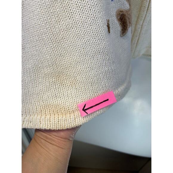 White Stage Womens 26/28W White Embroidery Vest Teddy Bear Christmas Zipper - Picture 7 of 13